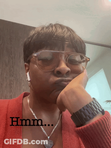 Woman Wearing Glasses And Necklace HMM GIF