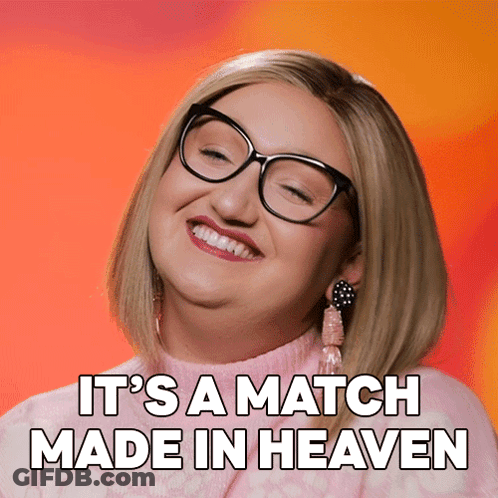 Woman Wearing Glasses And Pink Sweater It's A Match GIF