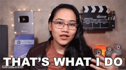 Woman Wearing Glasses Says What I Do GIF