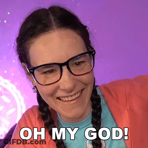 Woman Wearing Glasses Smiling With Oh My God GIF