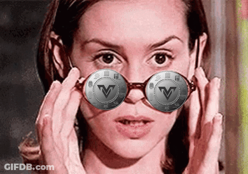 Woman Wearing Glasses With V Coin GIF