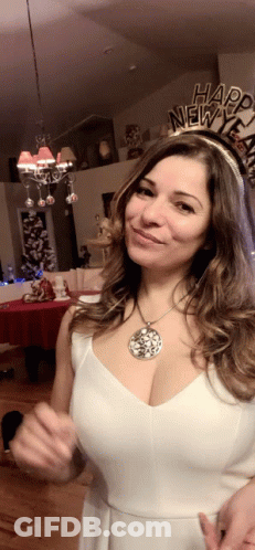 Woman Wearing Happy New Year Headband GIF