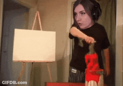 Woman Wearing Headphones Painting GIF