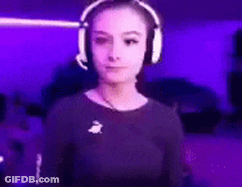 Woman Wearing Headphones Purple Background GIF
