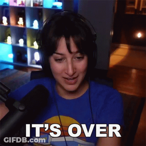 Woman Wearing Headphones Saying Its Over GIF