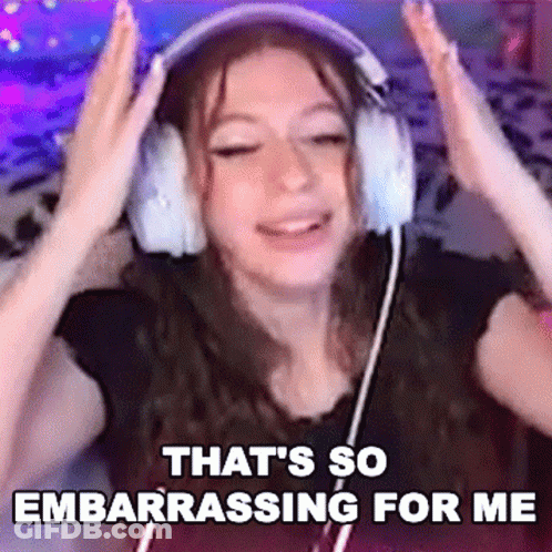 Woman Wearing Headphones Saying That's So Embarrassing GIF