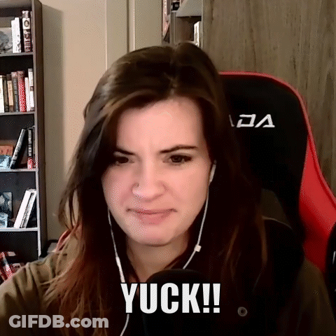 Woman Wearing Headphones Saying Yuck GIF