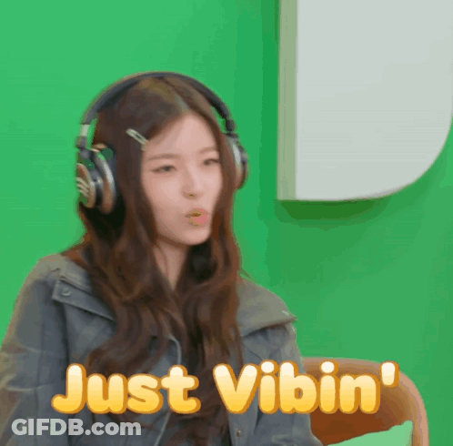 Woman Wearing Headphones Says Just Vibin GIF