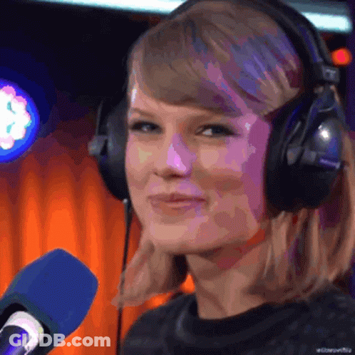 Woman Wearing Headphones With Blue Microphone GIF