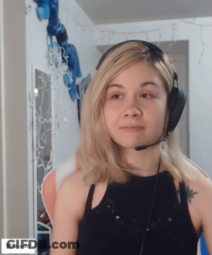 Woman Wearing Headphones With Microsoft Logo GIF