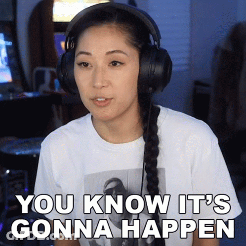 Woman Wearing Headphones With Text You Know It's Gonna Happen GIF