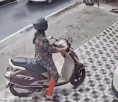 Woman Wearing Helmet Riding Scooter GIF