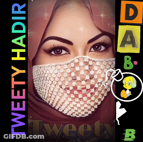 Woman Wearing Hijab And Mask With Tweety GIF