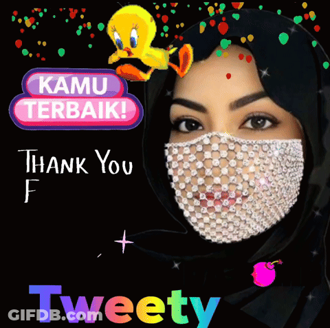 Woman Wearing Hijab And Mask With Tweety GIF