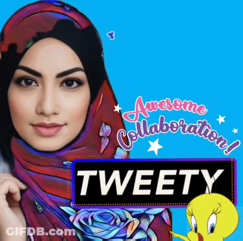 Woman Wearing Hijab With Tweety Behind Her GIF