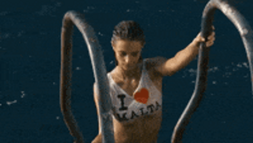 Woman Wearing I Heart Malta Wet Tshirt GIF
