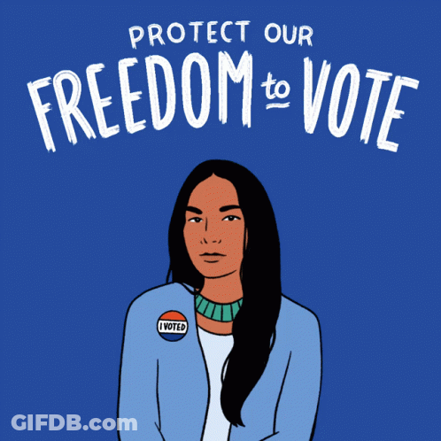 Woman Wearing I Voted Button GIF