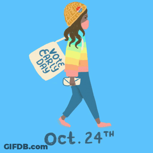 Woman Wearing Mask Carrying Vote Early Day Bag GIF