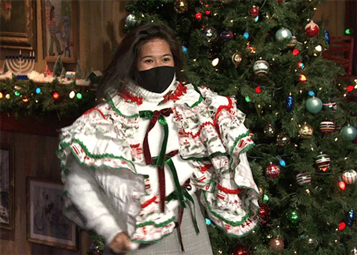 Woman Wearing Mask Sweater Weather GIF