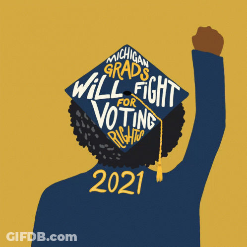 Woman Wearing Michigan Graduation Cap GIF