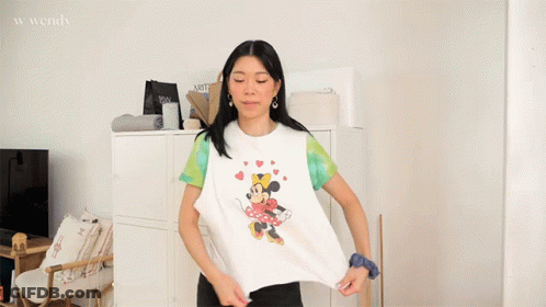 Woman Wearing Minnie Mouse T-Shirt GIF