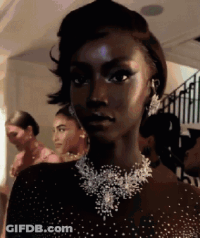 Woman Wearing Necklace And Earrings GIF