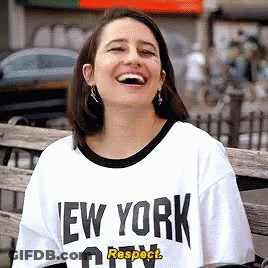 Woman Wearing New York City Respect Shirt GIF