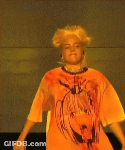 Woman Wearing Orange Shirt With Picture Of Girl GIF