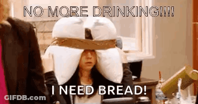 Woman Wearing Pillow Saying No More Drinking GIF