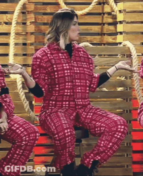 Woman Wearing Red Checkered Pajama GIF