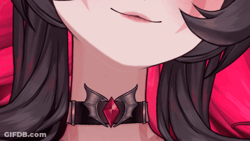 Woman Wearing Red Stone Choker GIF