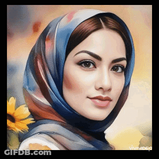 Woman Wearing Scarf Holding Sunflower GIF