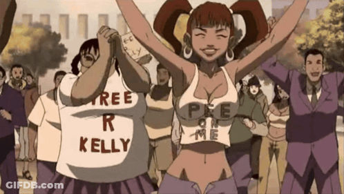 Woman Wearing Shirt That Says R Kelly GIF