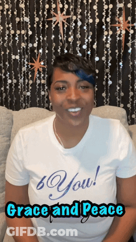 Woman Wearing T-Shirt Saying You Grace And Peace GIF
