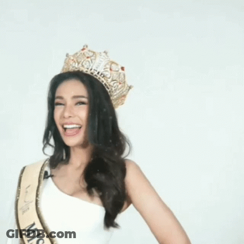 Woman Wearing Tiara And Sash Saying Miss GIF