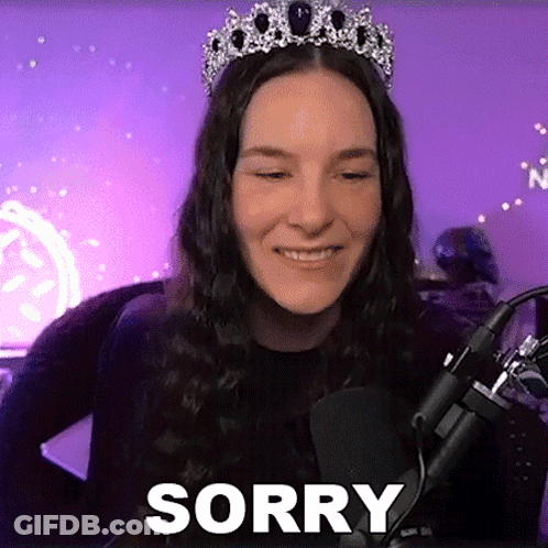 Woman Wearing Tiara At Microphone Saying Sorry GIF