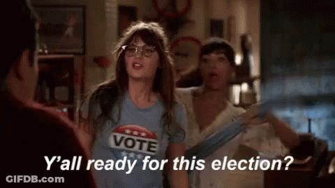 Woman Wearing Vote T-Shirt Talking GIF