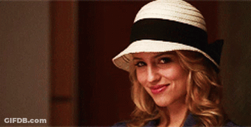 Woman Wearing White Hat With Black Stripe GIF