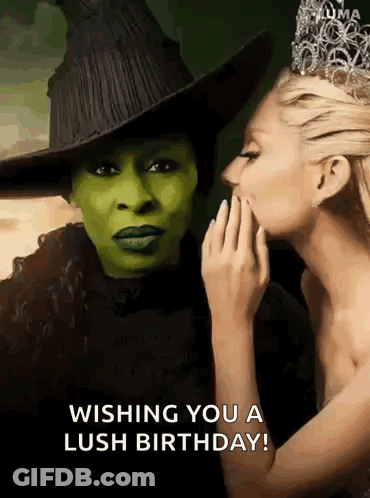 Woman Whispering Lush Birthday To Witch GIF