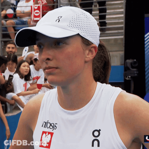 Woman White Hat White Tank Top Saying Nfogs GIF