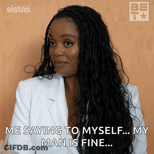Woman White Jacket Says My Man Is Fine GIF