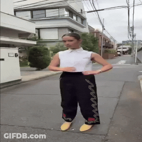 Woman White Shirt Black Pants Street GIF