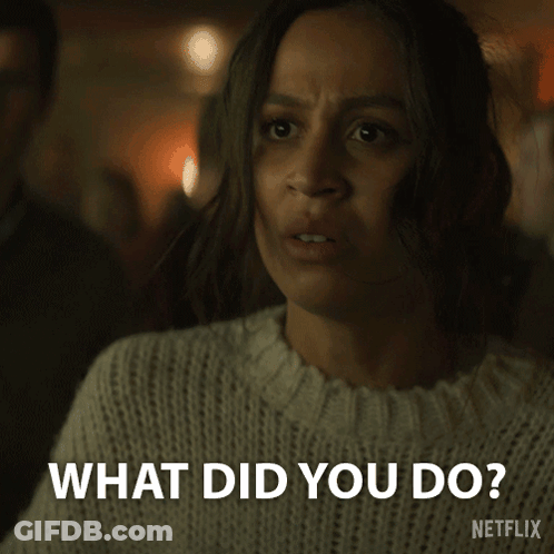 Woman White Sweater Says What Did You Do GIF