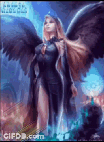 Woman With Angel Wings Sign Saying A GIF