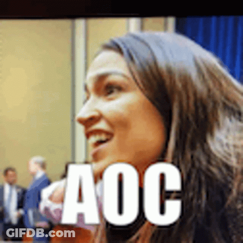Woman With AOC Text GIF