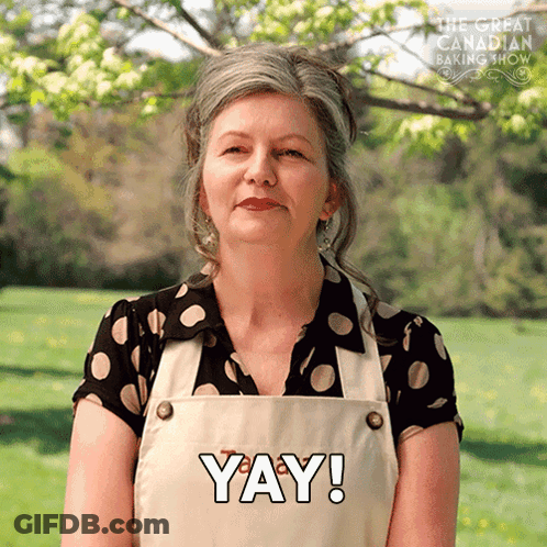 Woman With Apron Saying Yay GIF