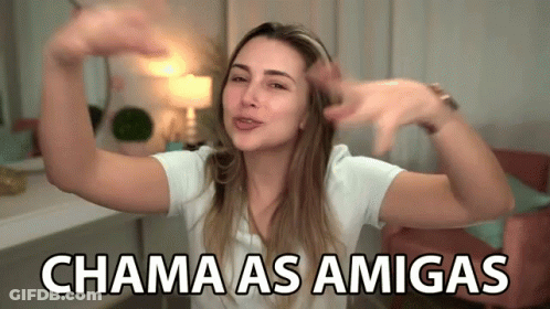Woman With Arms Outstretched Chama As Amigas GIF