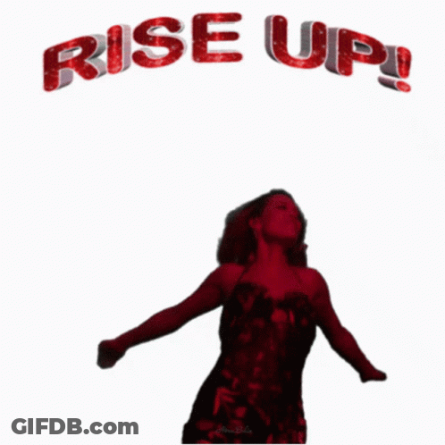 Woman With Arms Outstretched Saying Rise Up GIF