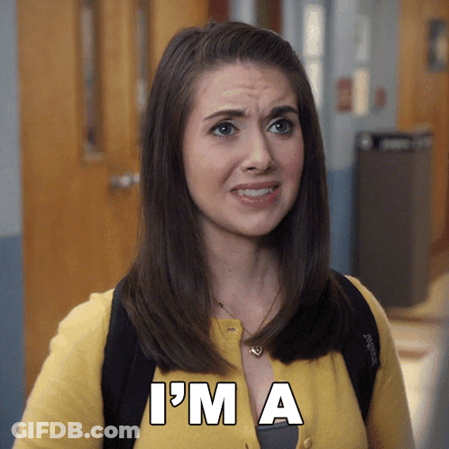 Woman With Backpack Saying I'm A GIF