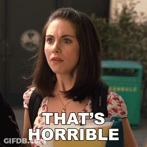 Woman With Backpack Saying That's Horrible GIF